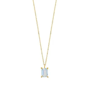 18kt Gold Emerald Cut Aquamarine Pendant Necklace