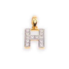 'H' 22ct Gold Swarovski Zirconia Initial Pendant P-7024