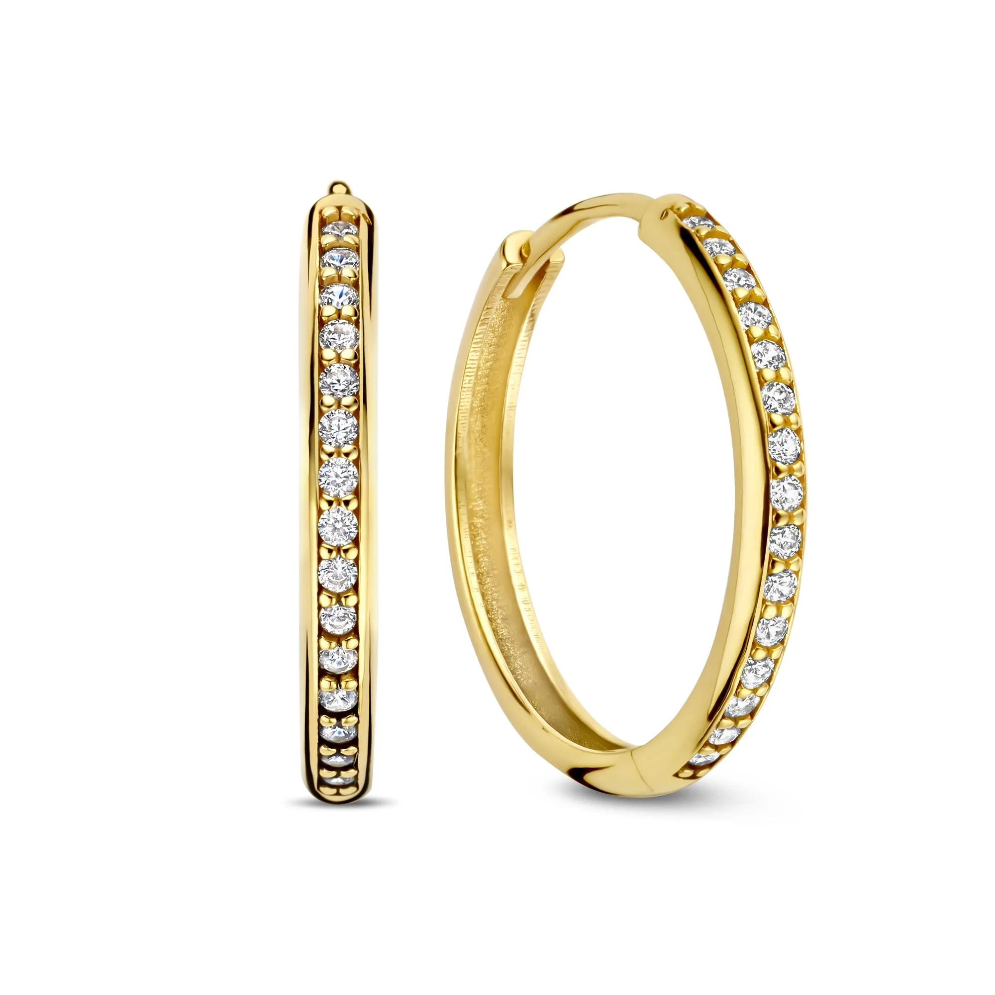 Le Marais Merle 14 karat gold hoop earrings with zirconia (15.5 mm)