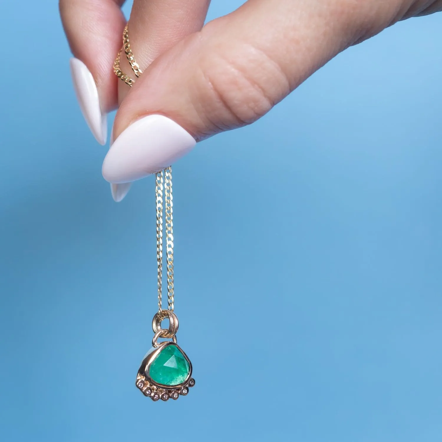 Zarin - Emerald & Diamond 14k gold Pendant