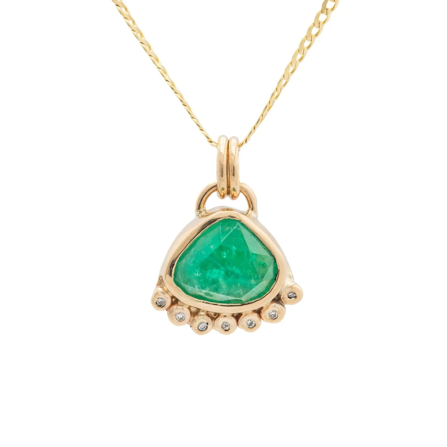 Zarin - Emerald & Diamond 14k gold Pendant